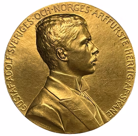 Gustav (VI) Adolf som kronprins - Guldmedalj 1903 - Industri och slöjdutställningen i Helsingborg 1903 av Adolf Lindberg - XR möjligen UNIK - Pris på förfrågan