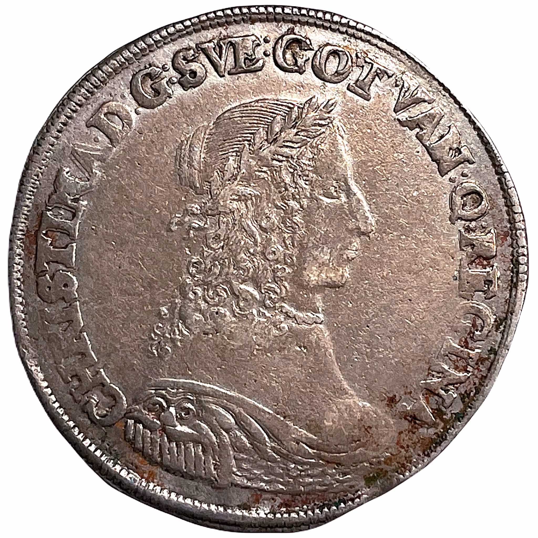 Kristina - 4 Mark 1647 med härligt detaljrikt porträtt