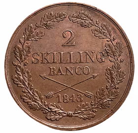 Karl XIV Johan - 2 Skilling Banco 1843