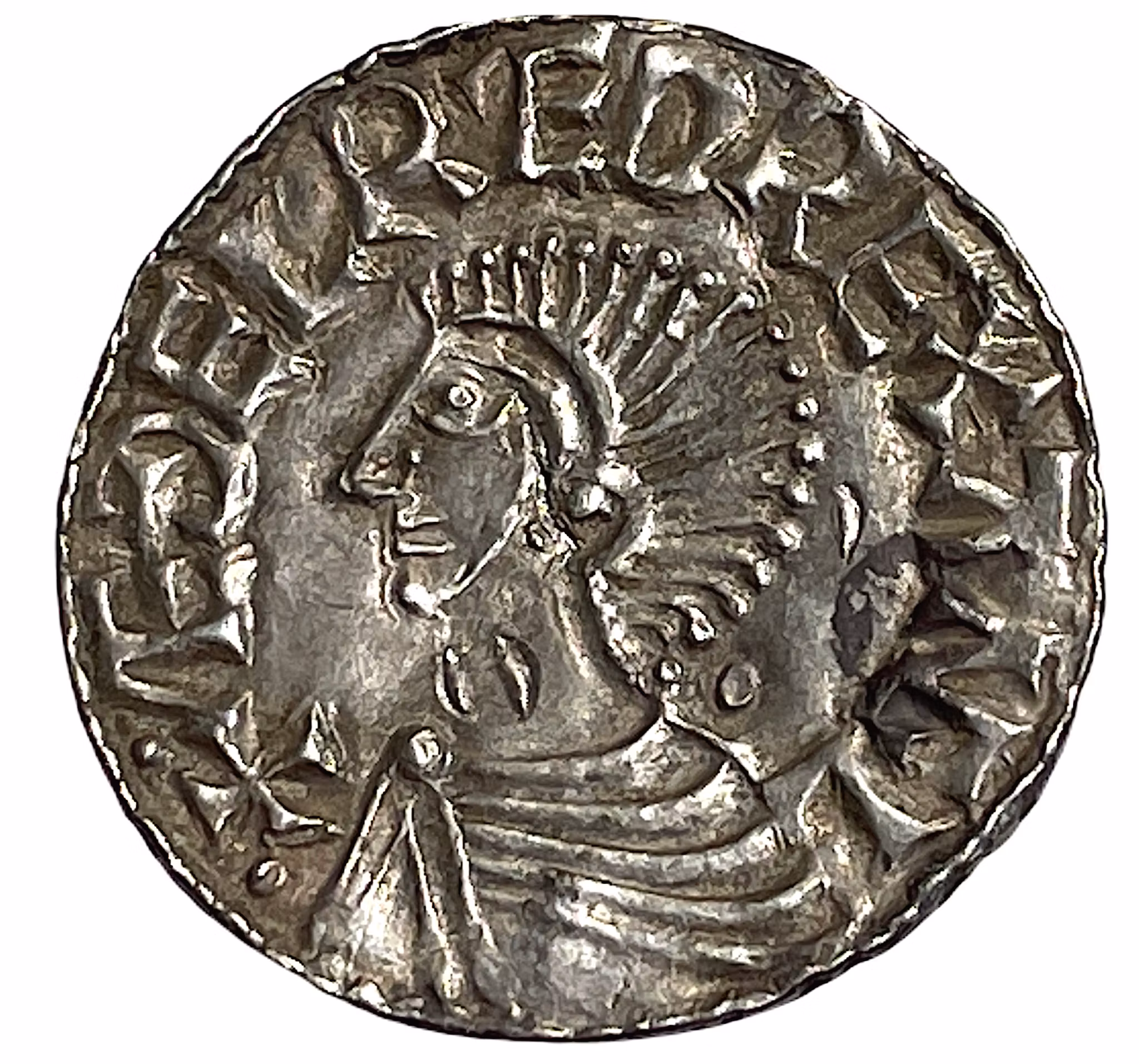 Æthelred II (978-1016). LONDON. Penny. Long cross. Mm LEOFNOD