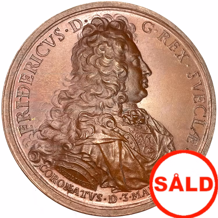 Fredrik I:s Kröning i Stockholm den 3 maj 1720 graverad av Hedlinger - Ocirkulerat toppexemplar