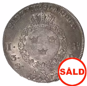 Gustav III, Riksdaler 1777, skarpt och tilltalande exemplar