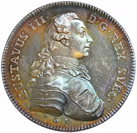 Gustav III instiftar Vasaorden 29 maj 1772 av Gustaf Ljungberger - Ett underbart skarpskuret porträtt i hög relief med guldskimrande patina