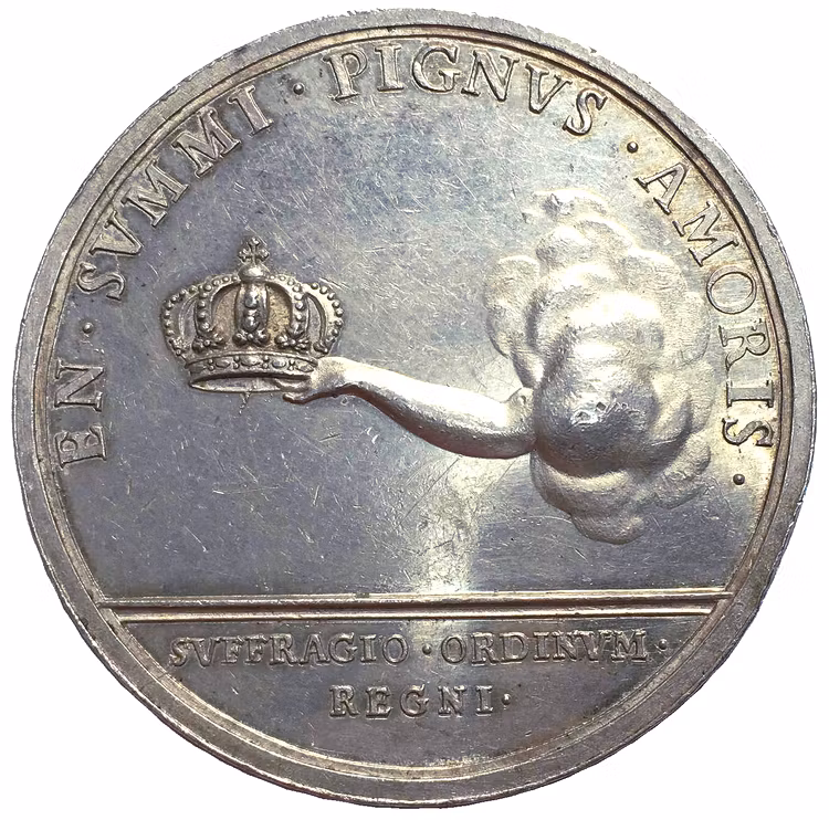 Fredrik I:s kröning i Stockholms Storkyrka den 3 maj 1720 av Johann Carl Hedlinger - Vackert exemplar