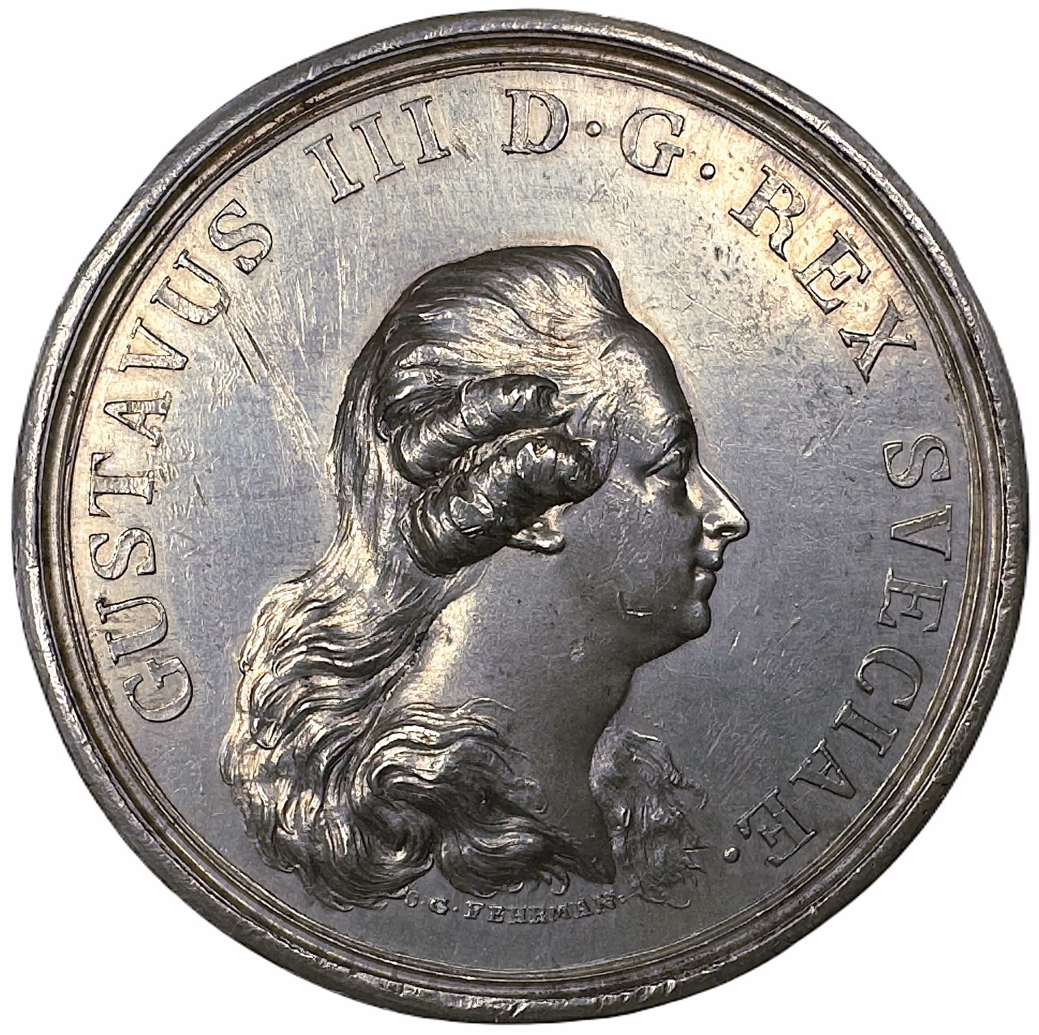 Gustav III:s besök hos Ryska Kejsarinnan Katarina II och deras första möte på lustslottet Czarskoieselo den 16 juni 1777 av Carl Gustaf Fehrman - Extremt sällsynt - RRR