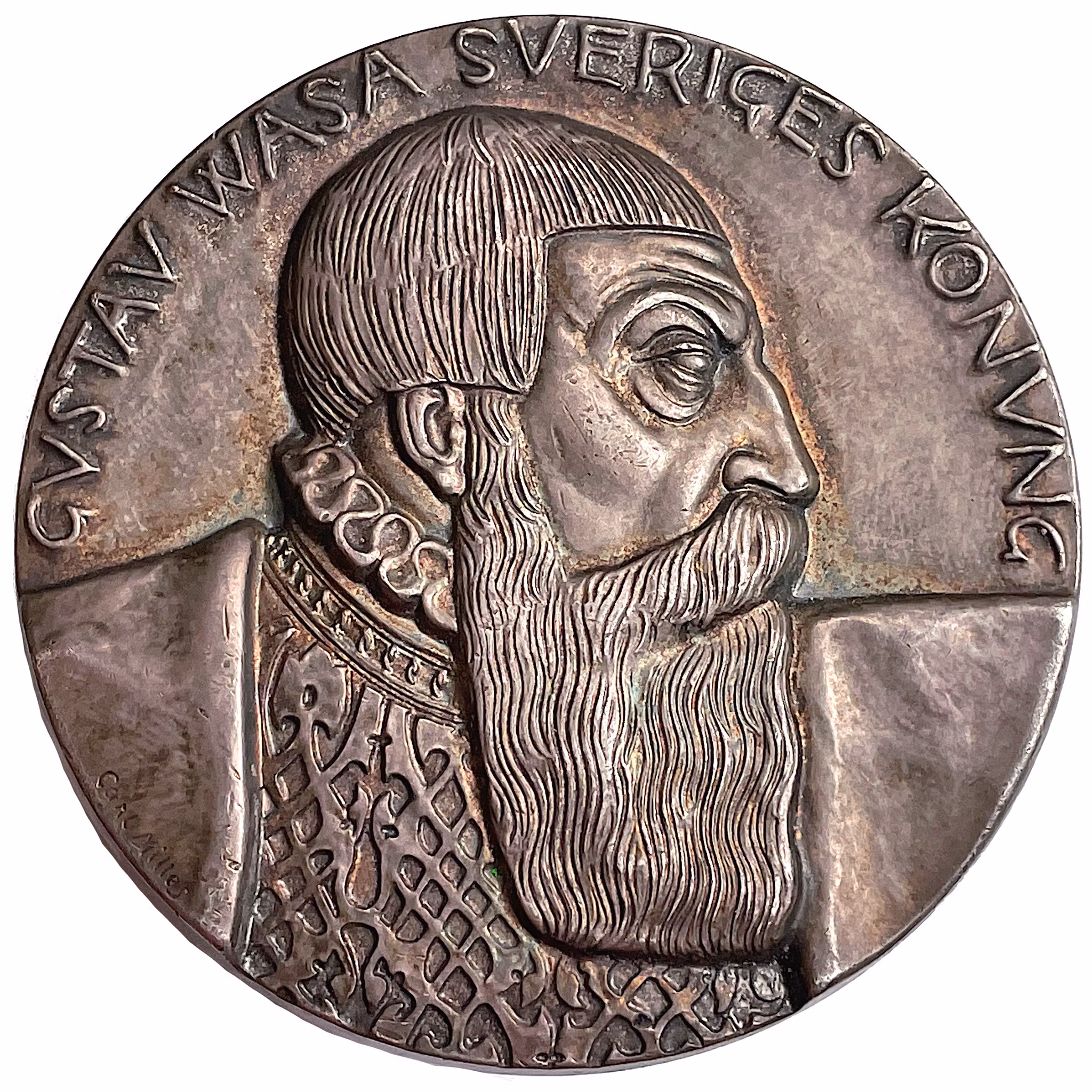 Carl Milles Silvermedalj, Gustav Vasas 400-årsminne 1523-1923 - MYCKET SÄLLSYNT