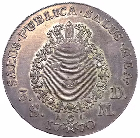Adolf Fredrik - 3 Daler SM / Riksdaler 1770 med 9 serafer -  Ett tilltalande exemplar med viss bevarad bottenlyster och bottenstirering