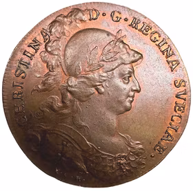 Kristina av Johann Carl Hedlinger - Ur Hedlingers regentlängd nr 50 - Vackert rött exemplar