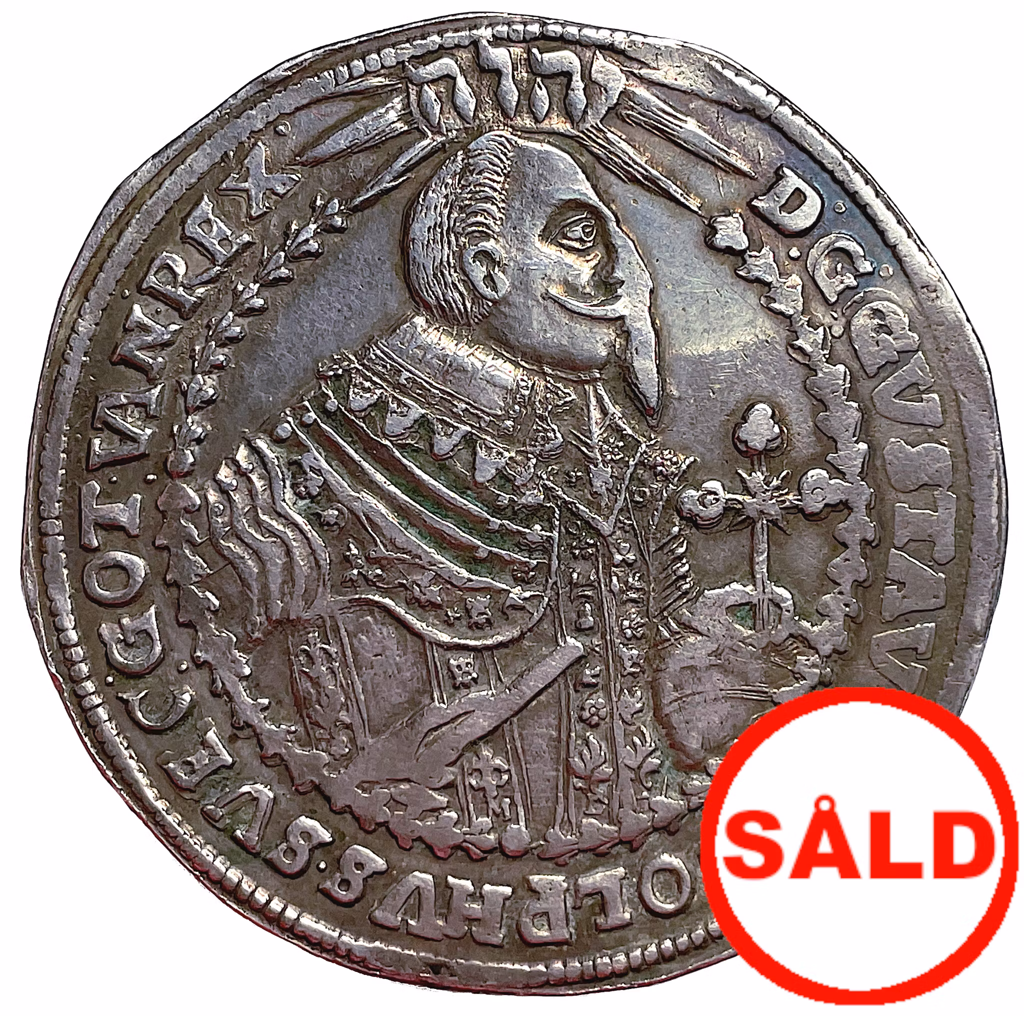 Gustav II Adolf, WÜRZBURG, Taler 1632 - Vackert exemplar med guldskimrande präglingsglans