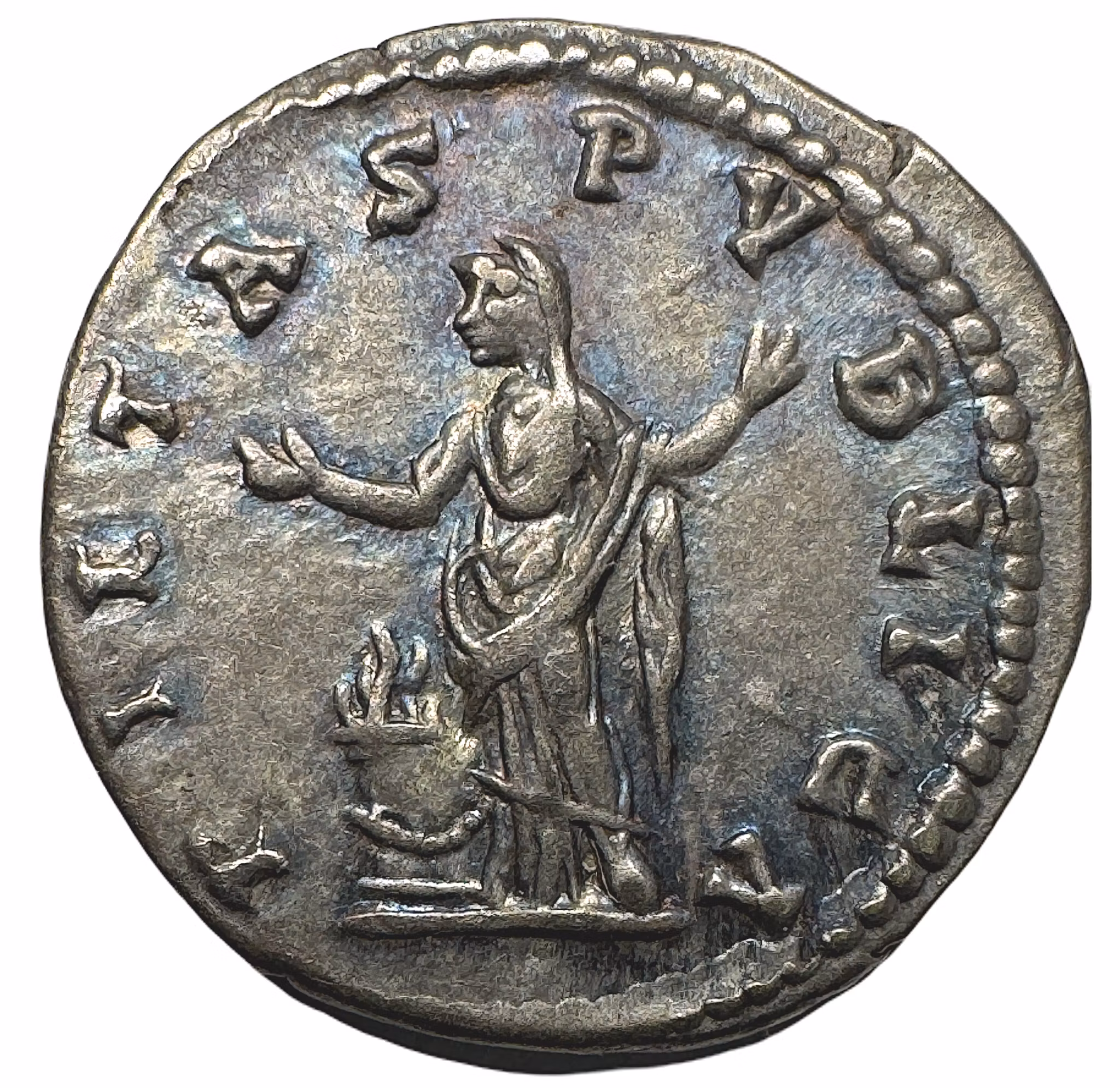 Julia Domna (gift med Septimius Severus 193-211 e.Kr) - Vackert exemplar med blåskimrande patina