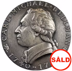 Carl Michael Bellman - Härlig silvermedalj av  Léo Holmgren 1975 - En av Sveriges nationalskalder