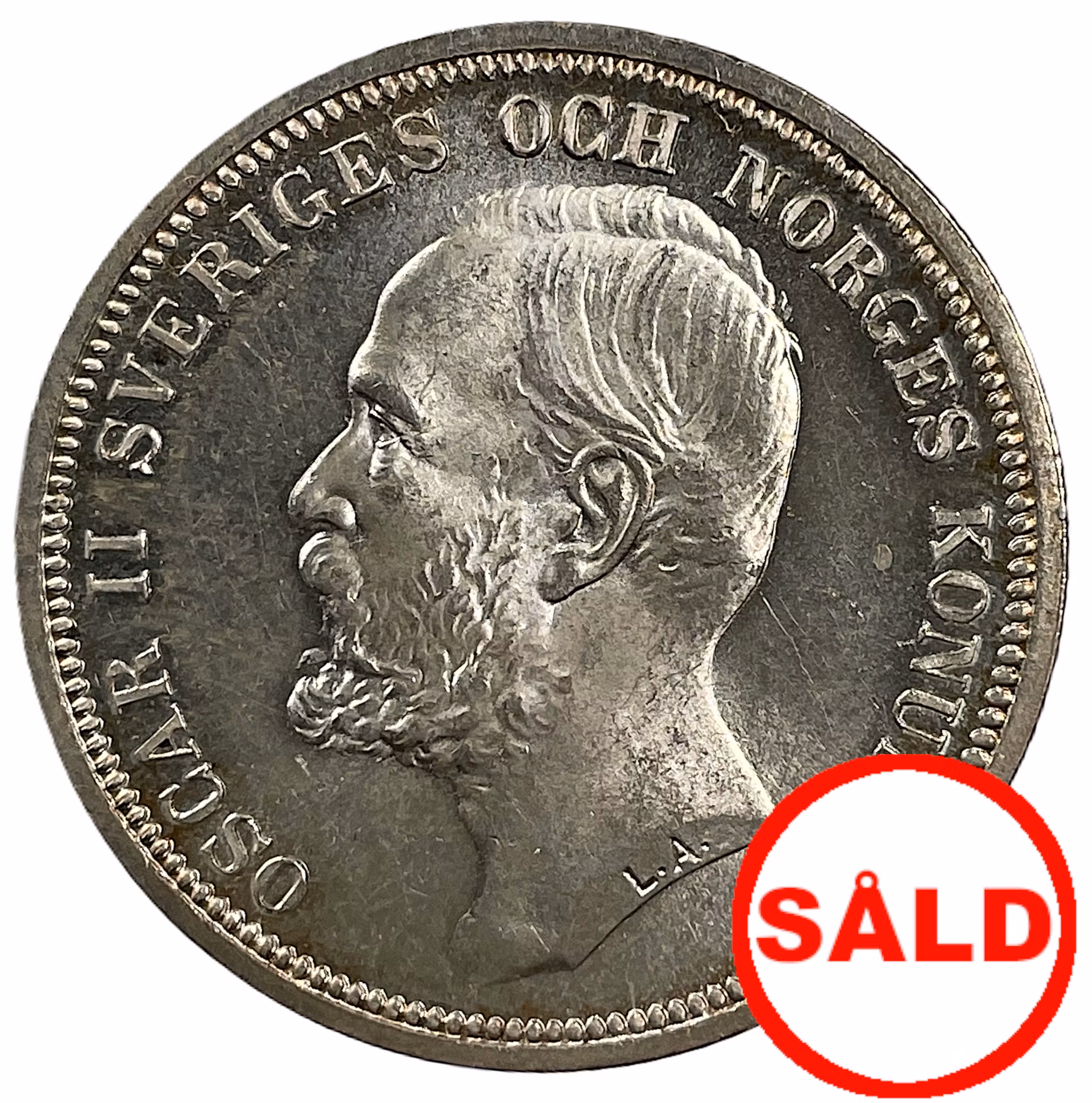 Oskar II - 2 Kronor 1897 - Ett härligt ocirkulerat exemplar med frostaktig relief