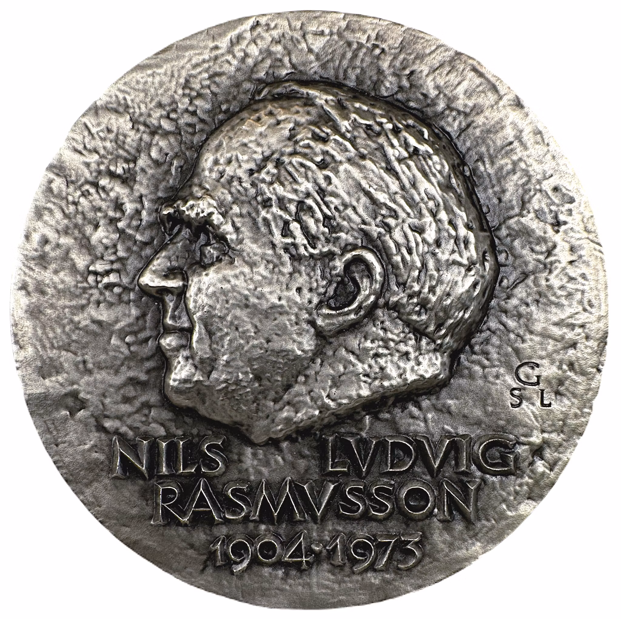 Nils Ludvig Rasmusson (1904-1973). Chef för Kungliga Myntkabinettet,ordförande för Svenska numismatiska föreningen. Graverad av Gunvor Svensson-Lundkvist