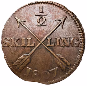 Gustav IV Adolf - 1/2 Skilling 1807 - Ett härligt exemplar med fina fält