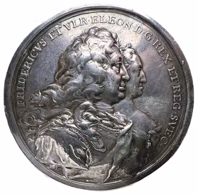 Svenska kungahusets ära och lycka av Johann Carl Hedlinger (1739) - Sällsynt hybrid