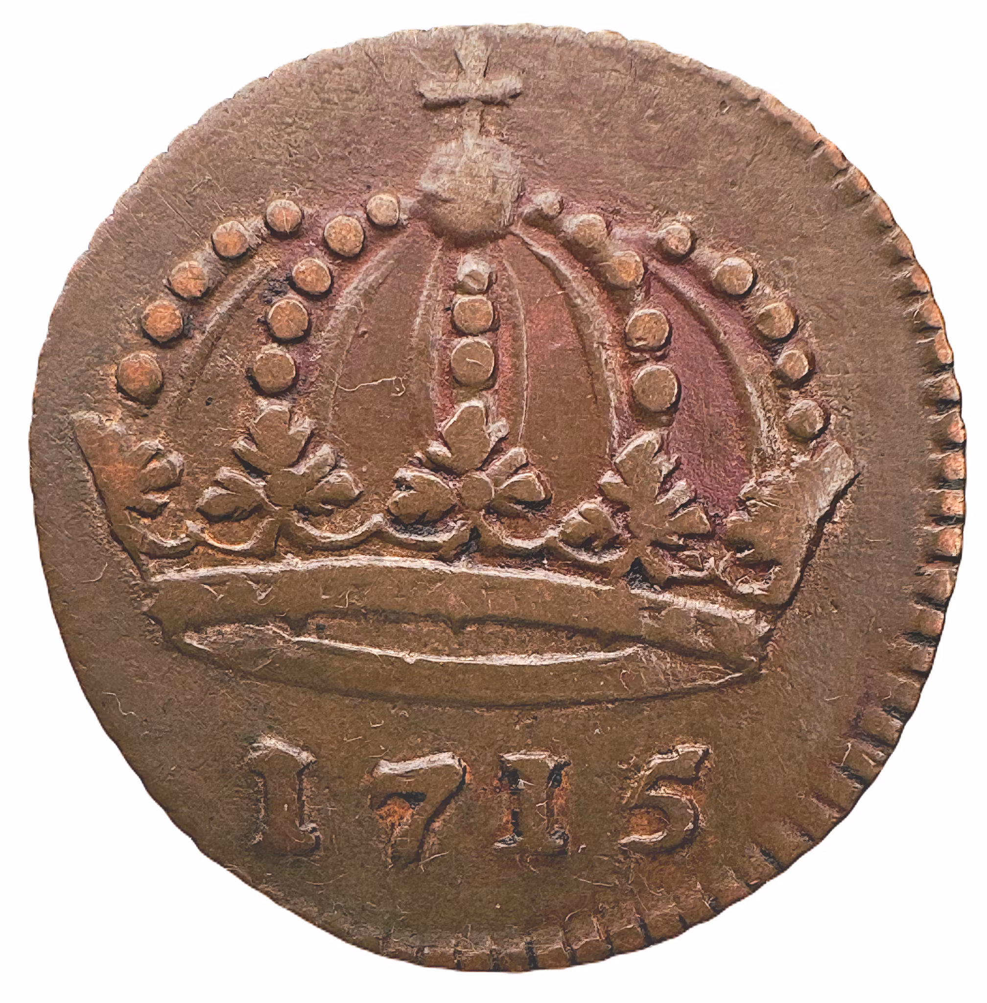 Karl XII - Nödmynt - 1 Daler SM 1715 - Kronan med stort rakt kors - Bra exemplar