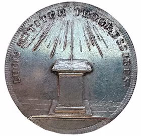 Gustav III - Kungliga Vitterhets Historie och Antikvitetsakademiens antikvariska mötesjetton av Carl Gustaf Fehrman - Ex. Bonde