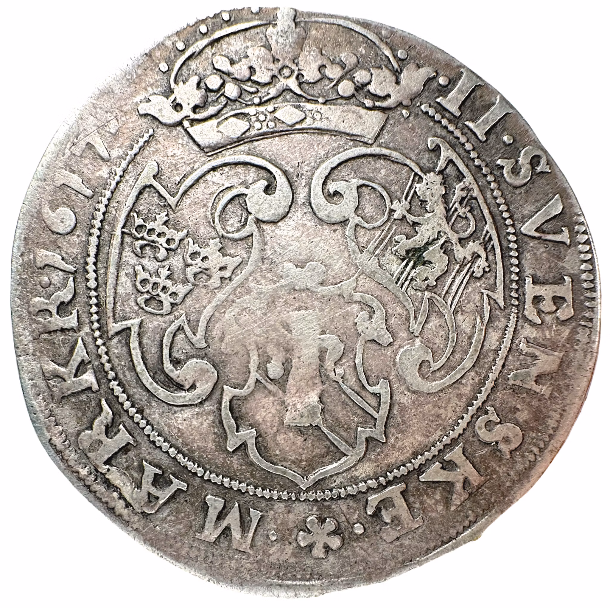 Gustav II Adolf - 2 Mark 1617 med större bild - Mycket sällsynt - 14 kända exemplar i privat ägo - Ex. Karl-Erik Schmitz