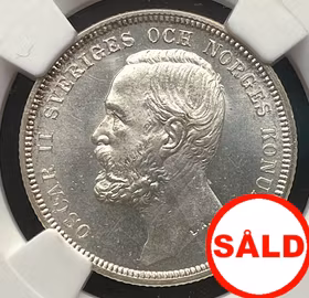 Oskar II - 1 Krona 1897 - Ocirkulerat toppexemplar - NGC MS 65
