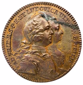 Adolf Fredrik och Lovisa Ulrika -  Med anledning av tronföljarens andre son, prins Karls födelse den 26 september 1748