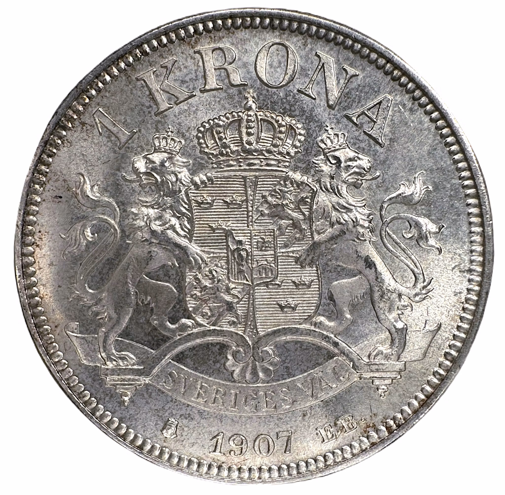 Oskar II - 1 Krona 1907 - Vackert ocirkulerat exemplar