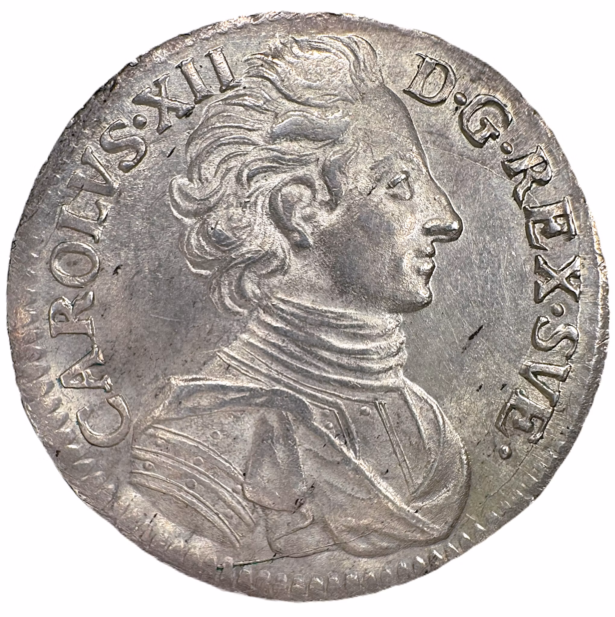 Karl XII - 2 Mark 1709. Ett tekniskt ocirkulerat toppexemplar med underbart frostaktigt porträtt och nästan helt perfekta ytor