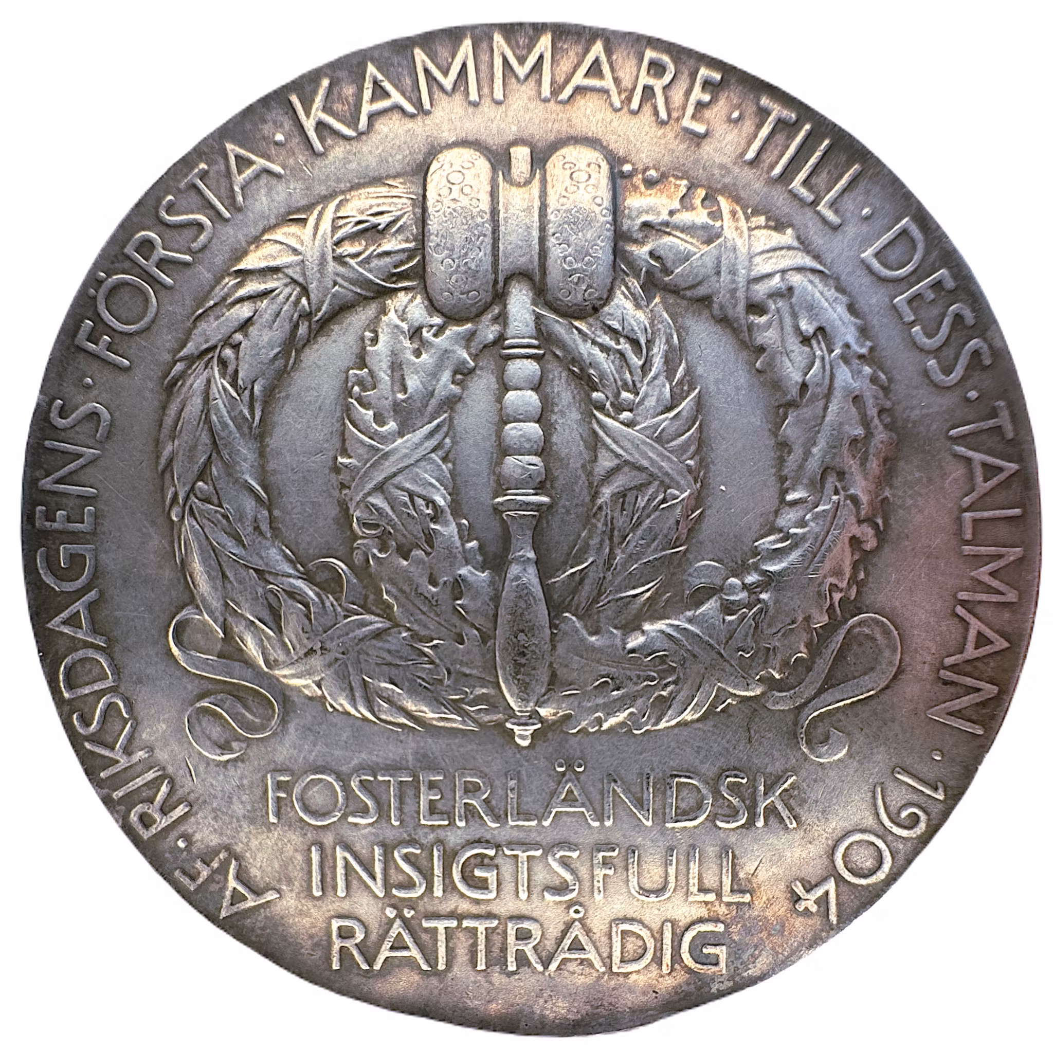 Gustaf Sparre 1834-1914 - Massiv silvermedalj 60mm av Adolf Lindberg 1904