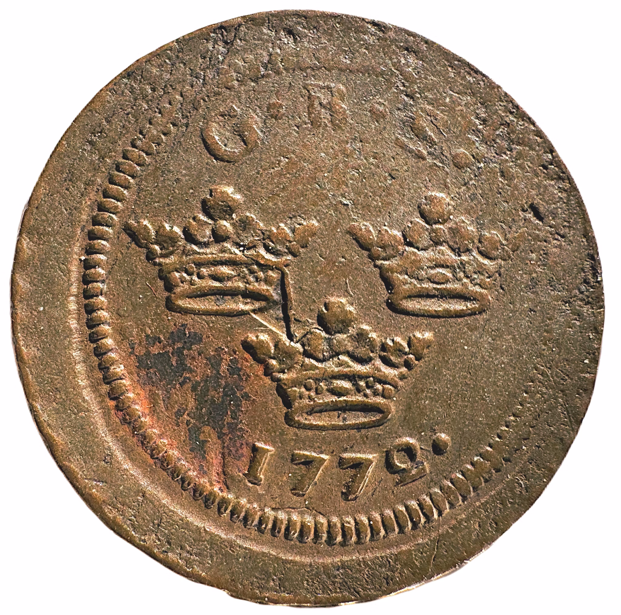 Gustav III - Pojköre - 1 Öre KM 1772 - Präglad på större och tjockare plants - En klassisk typraritet!