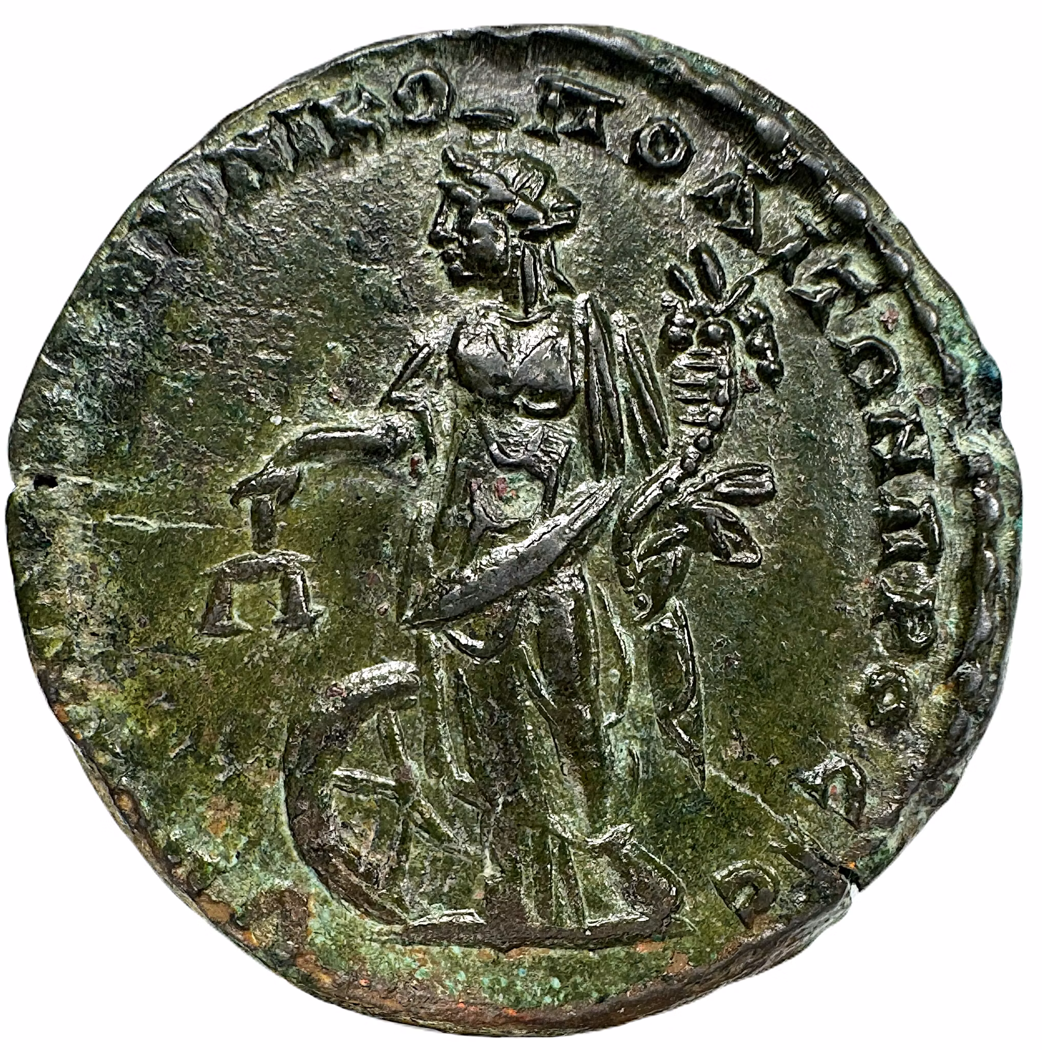 MAKRINUS (A.D. 217-218) - Nicopolis ad Istrum, Moesia Inferior. Brons  27mm - Vackert exemplar med olivgrön patina