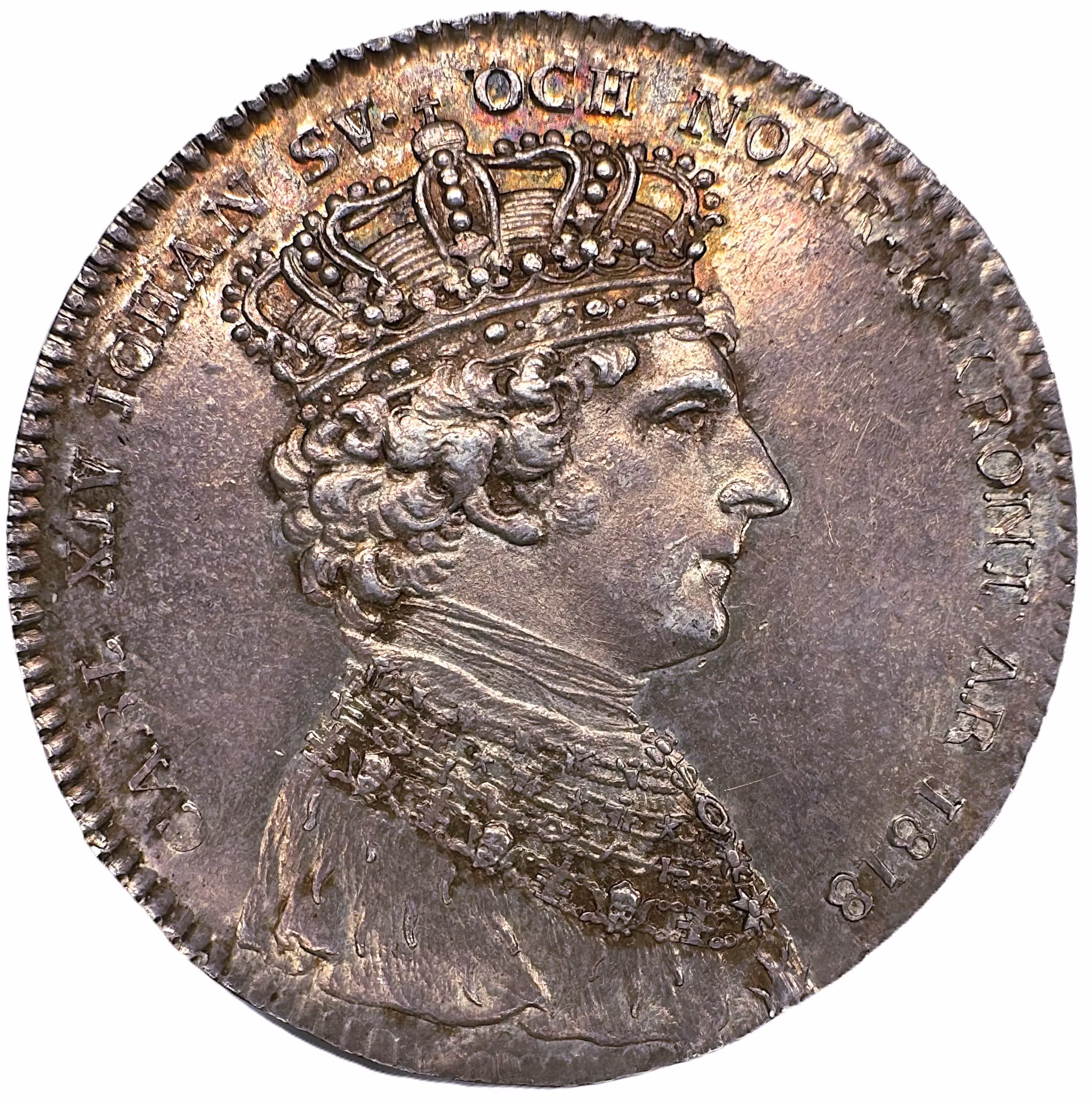 Karl XIV Johan - Ovanligt vackert kastmynt till hans kröning 1818