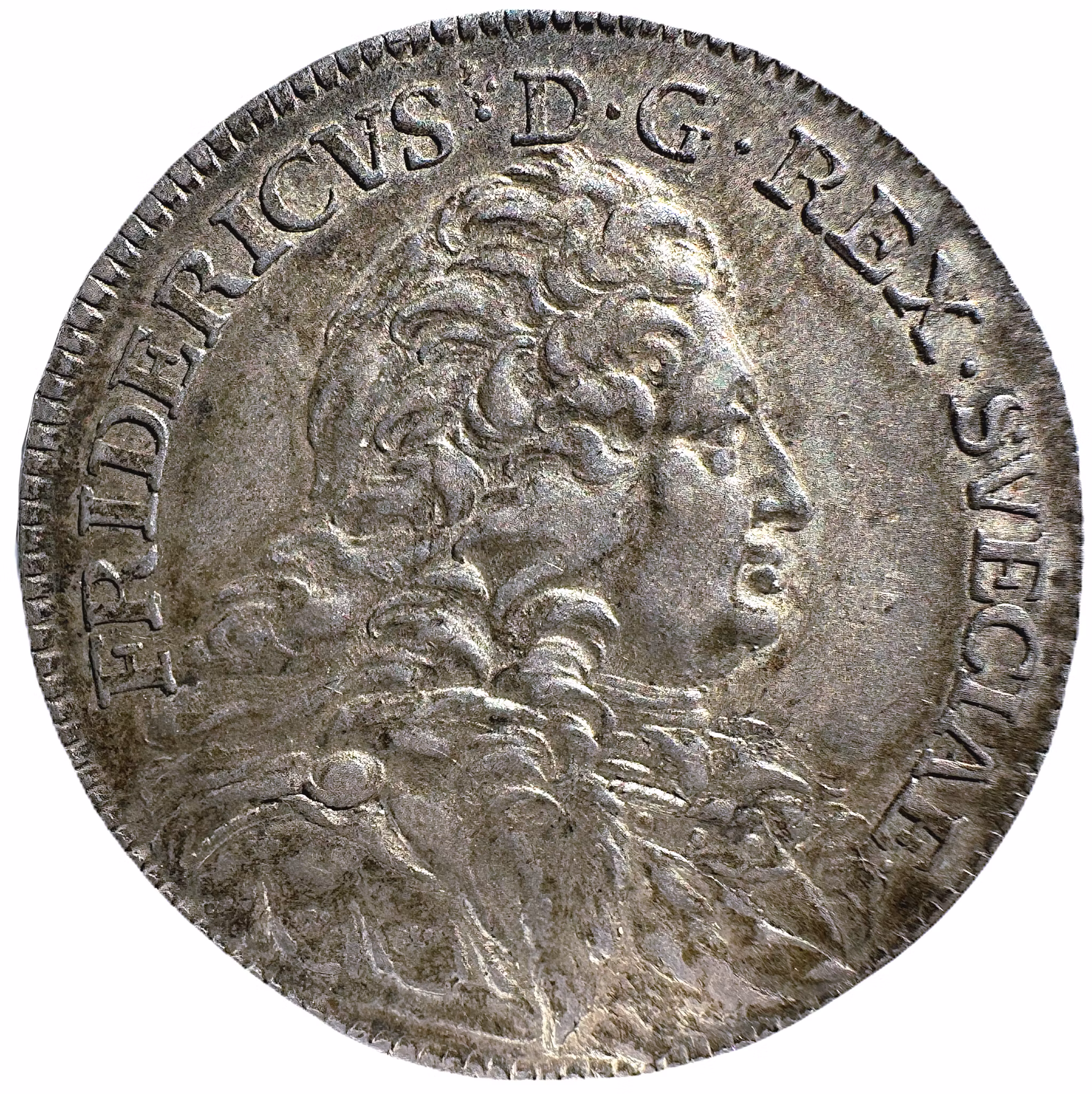 Fredrik I - 1/2 Riksdaler 1750 - Sällsynt 1-årstyp i vacker kvalitet med fin lyster