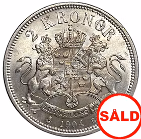 Oskar II - 2 Kronor 1904 - Ett vackert ocirkulerat exemplar