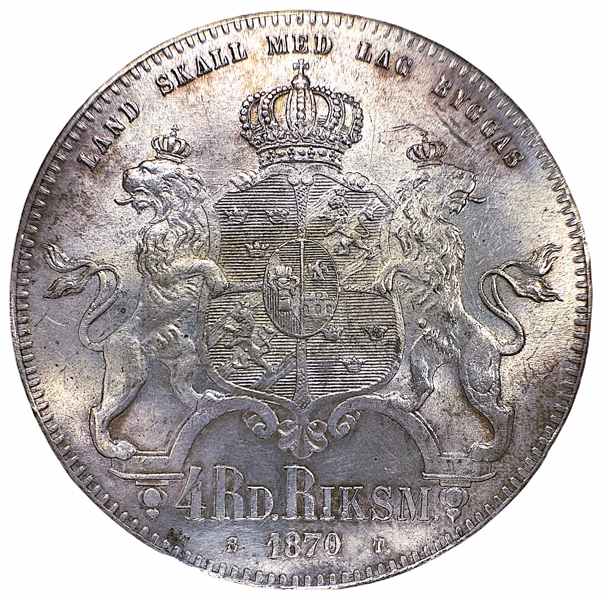 Karl XV - 4 Riksdaler riksmynt 1870 - Vackert exemplar