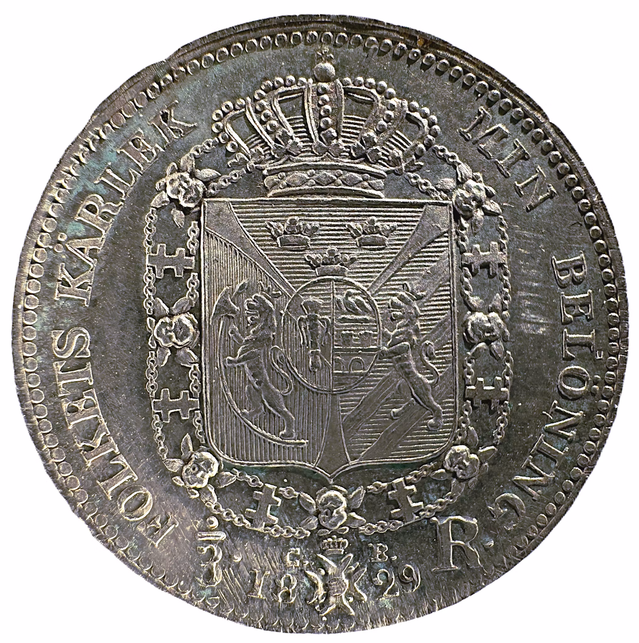 Karl XIV Johan - 1/3 Riksdaler 1829 - Underbart frostad relief