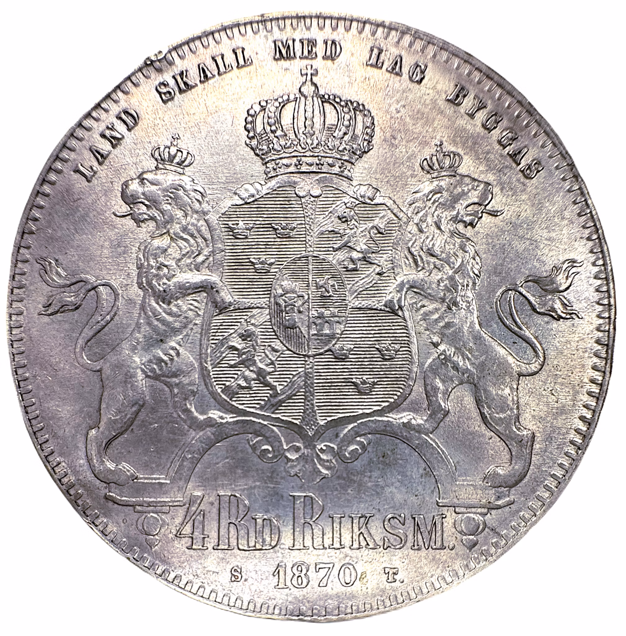 Karl XV - 4 Riksdaler riksmynt 1870 - Vackert exemplar