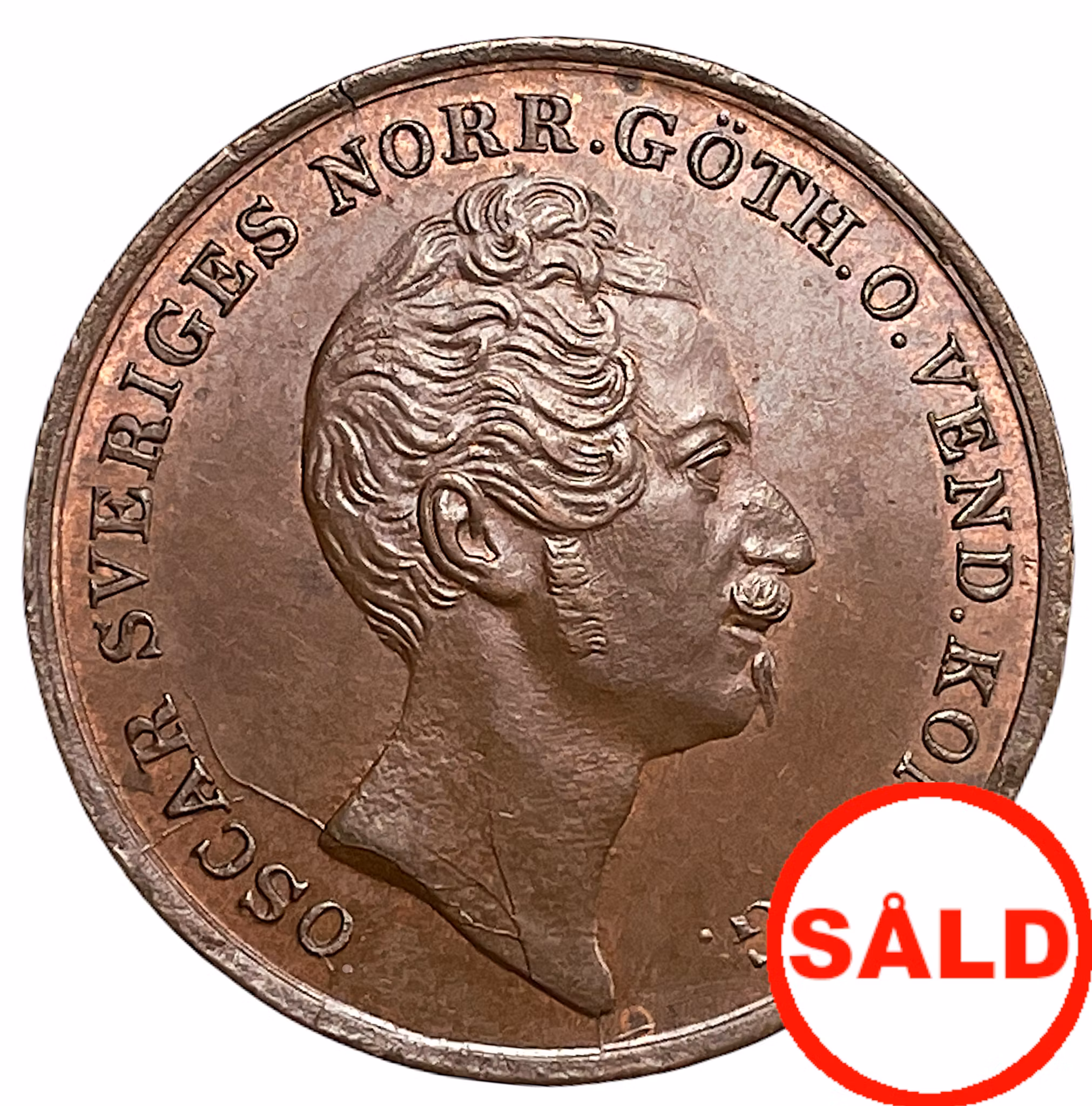 Oskar I - 1 Skilling Banco 1847 - Vackert rött ocirkulerat exemplar