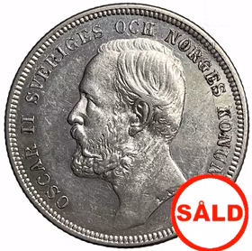 Oskar II - 1 Krona 1898 med mindre markerad lock i nacken