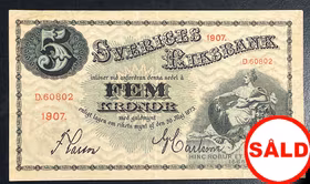 Oskar II - 5 Kronorsedel 1907