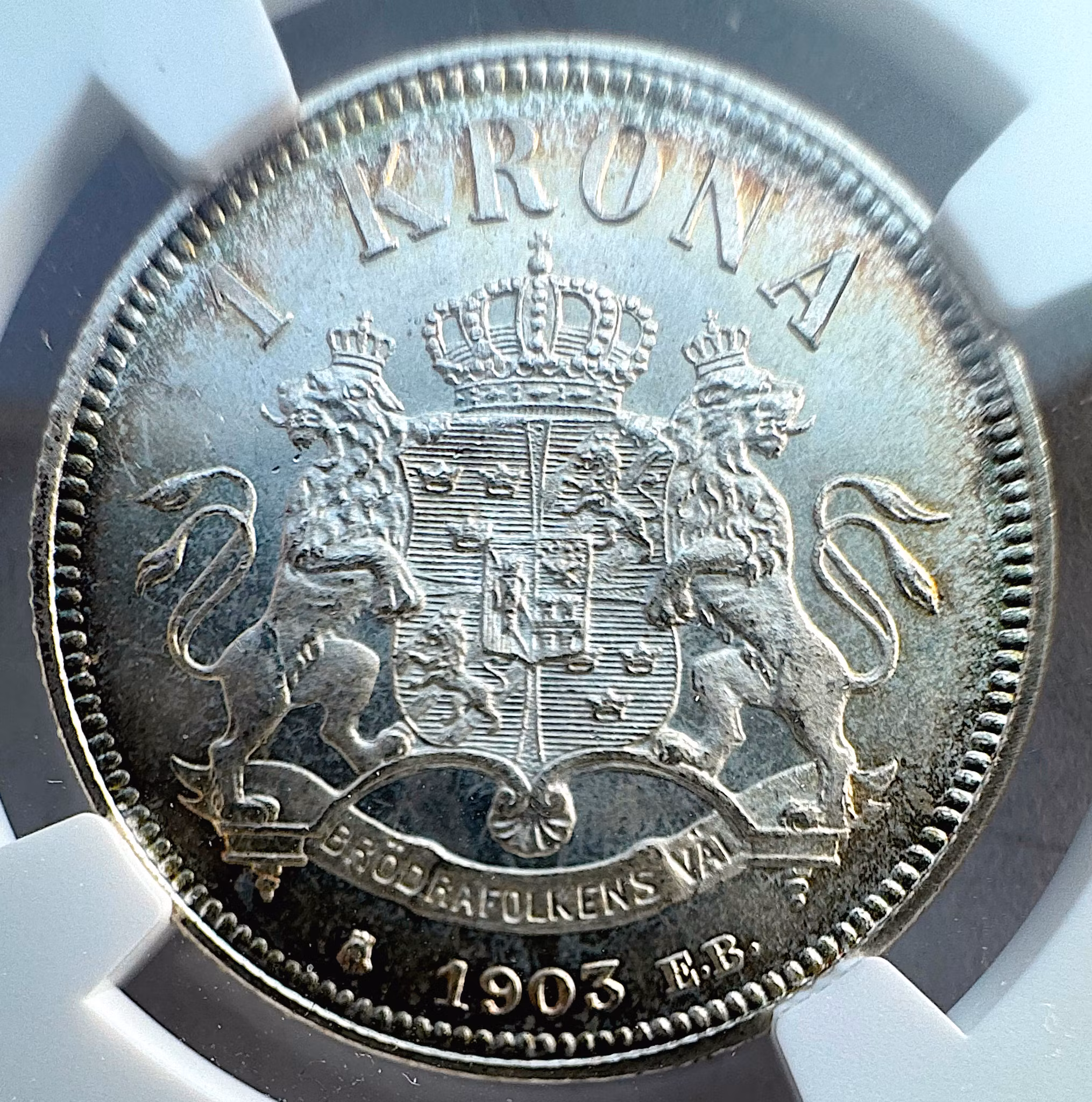 Oskar II, 1 Krona 1903 - Mycket vackert ocirkulerat skick - NGC MS64