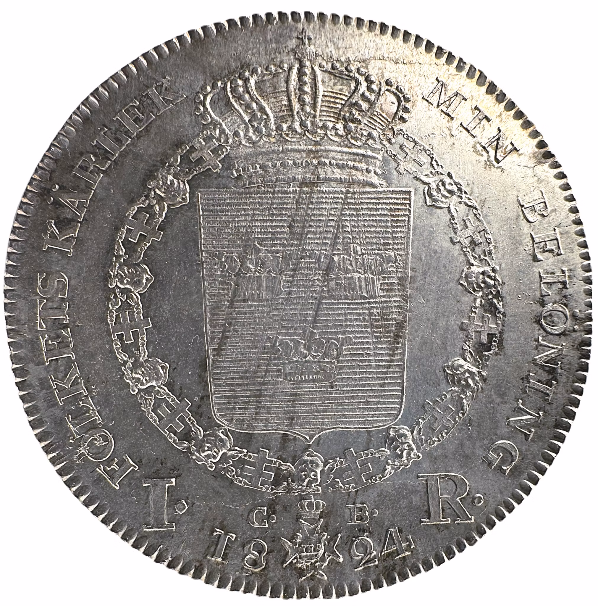 Karl XIV Johan, Riksdaler 1824 - Mycket vackert exemplar med full lyster