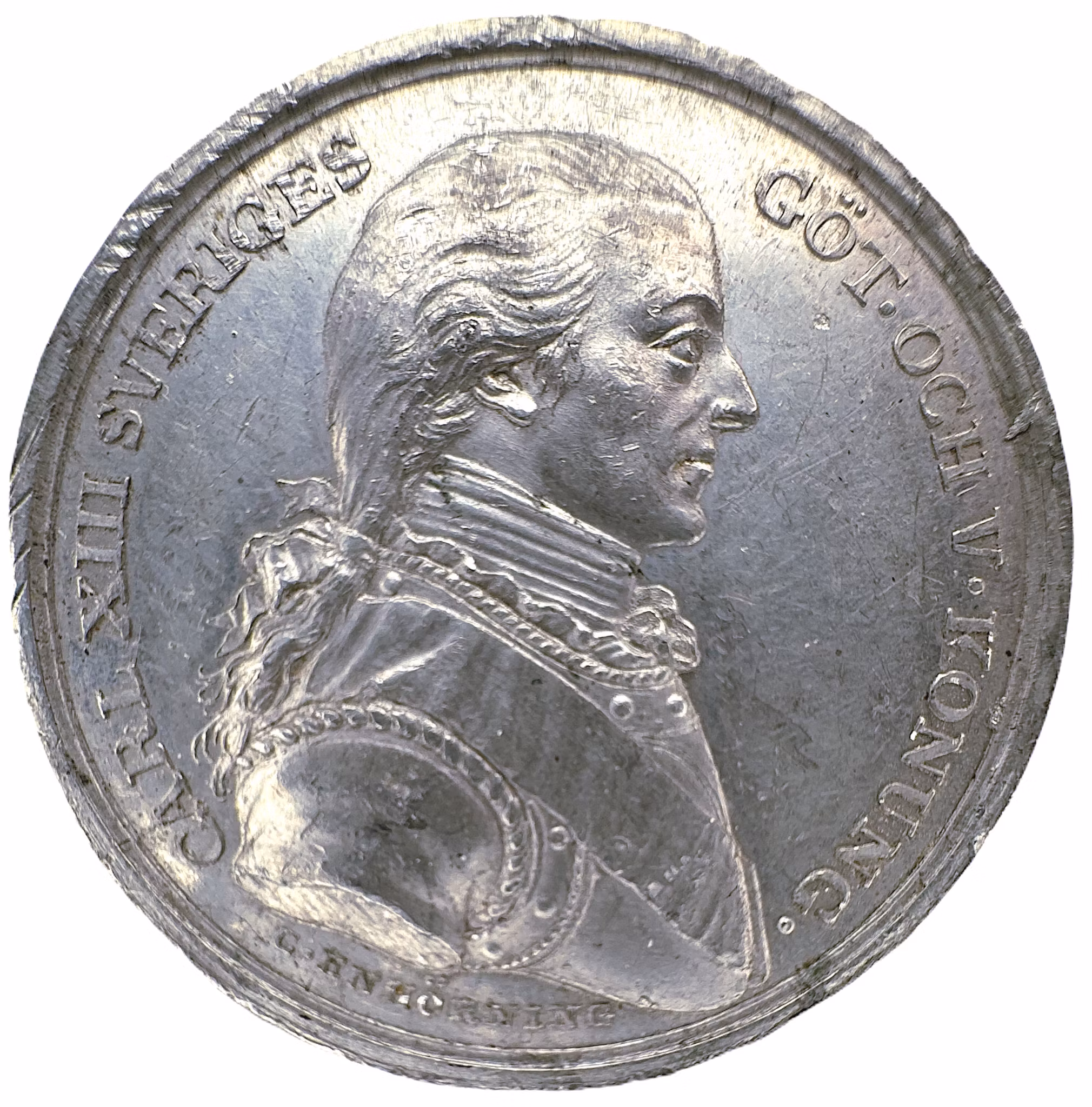 Karl XIII - Sällskapet Pro Patria - Enda noterade exemplaret i min omfattande inventering - Ex. Ahlström 1999 - RRR