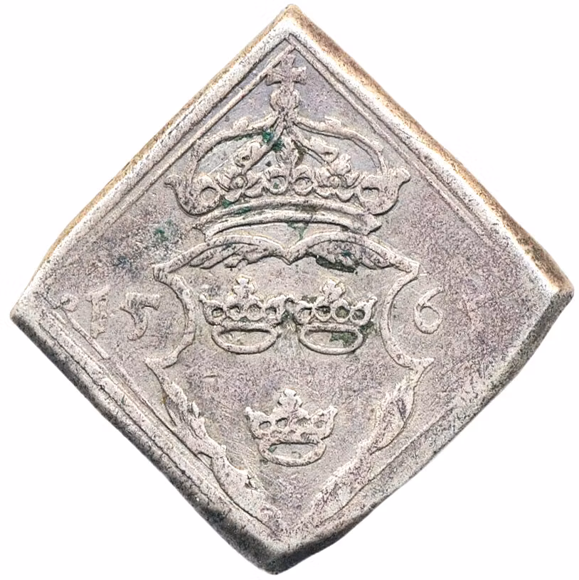 Erik XIV - 16 Öre klipping 1565 - Gråmunkeholmens myntverk - Kors över valören