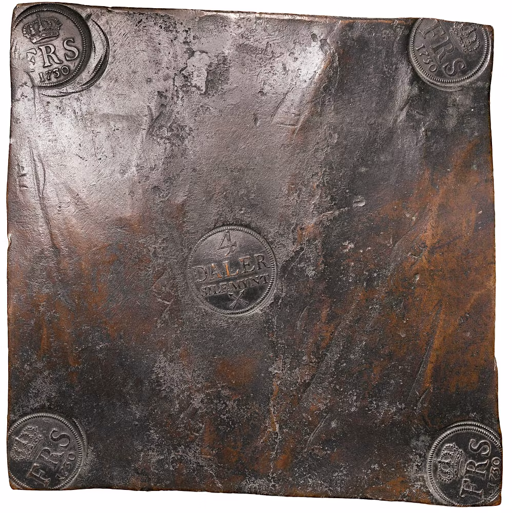 Fredrik I - 4 Daler SM 1730 - Plåtmynt - Vackert exemplar