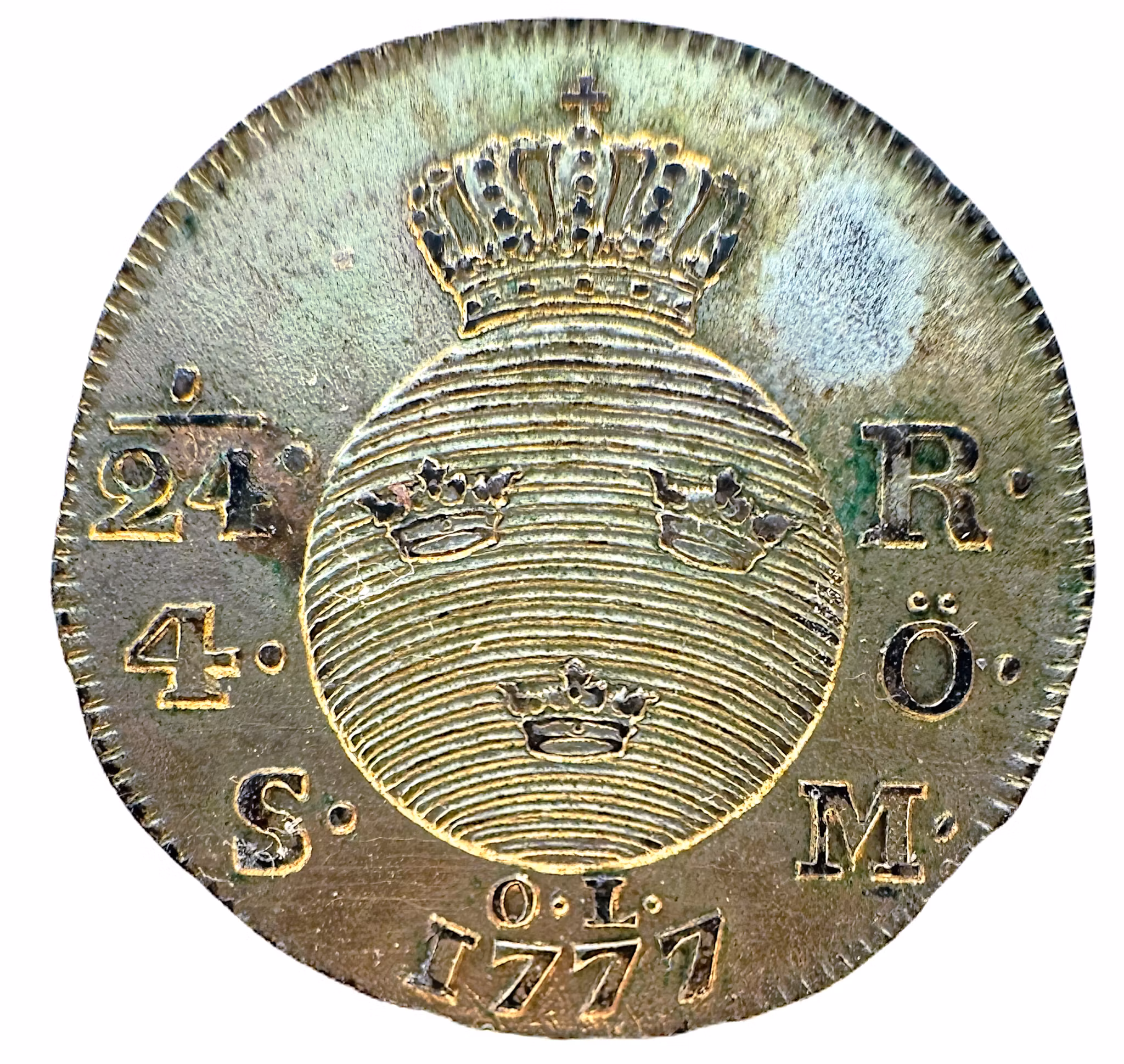 Gustav III - 1/24 Riksdaler / 4 Öre SM 1777 - Ettårstyp - Ett härligt välpräglat exemplar