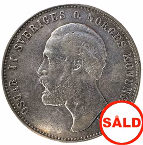 Oskar II - 2 Kronor 1876 med brett årtal och stort EB i vacker kvalitet - En klassisk raritet