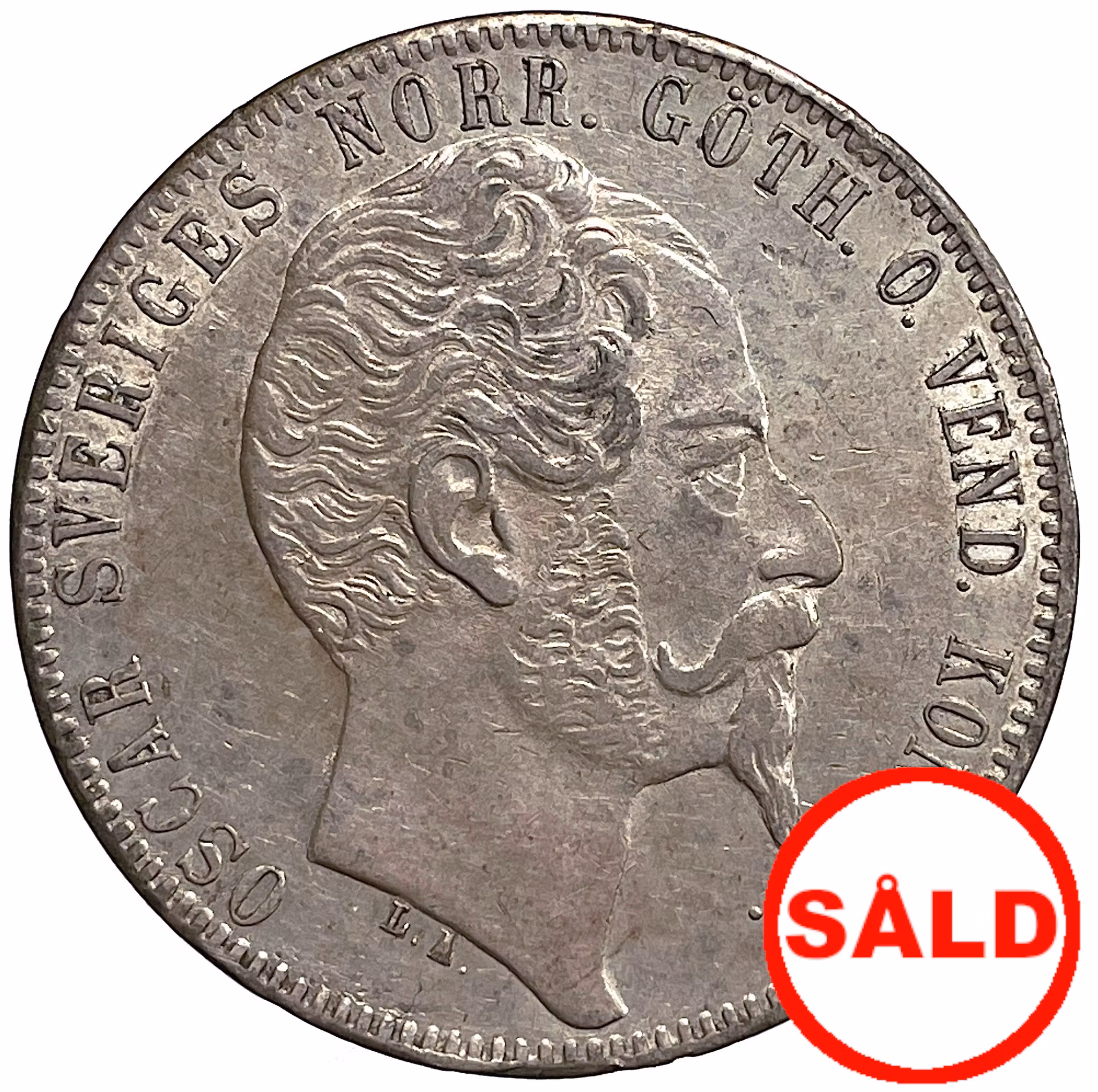 Oskar I - 2 Riksdaler Riksmynt 1857 - Ettårstyp