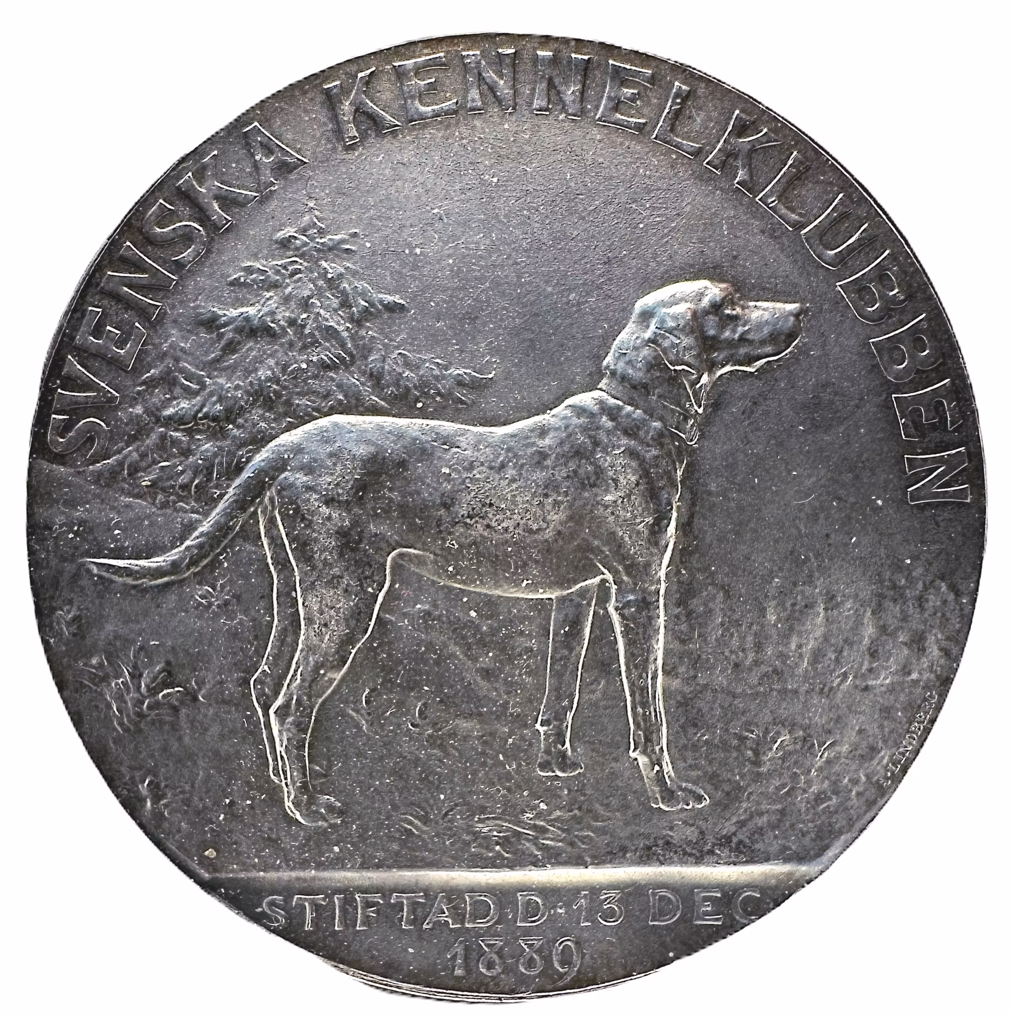 Gustav V - Svenska kennelklubben - Silvermedalj 1920 av Adolf Lindberg