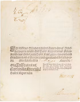 Transportsedel på fast valör - 12 daler KM 1764 - Extremt sällsynt