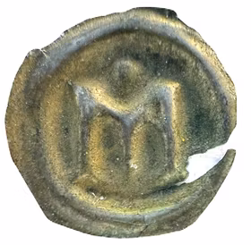 Magnus Ladulås 1275-1290. Skänning? - Latinsk M inom slät ring med punkt ovanför - Mycket sällsynt - RR