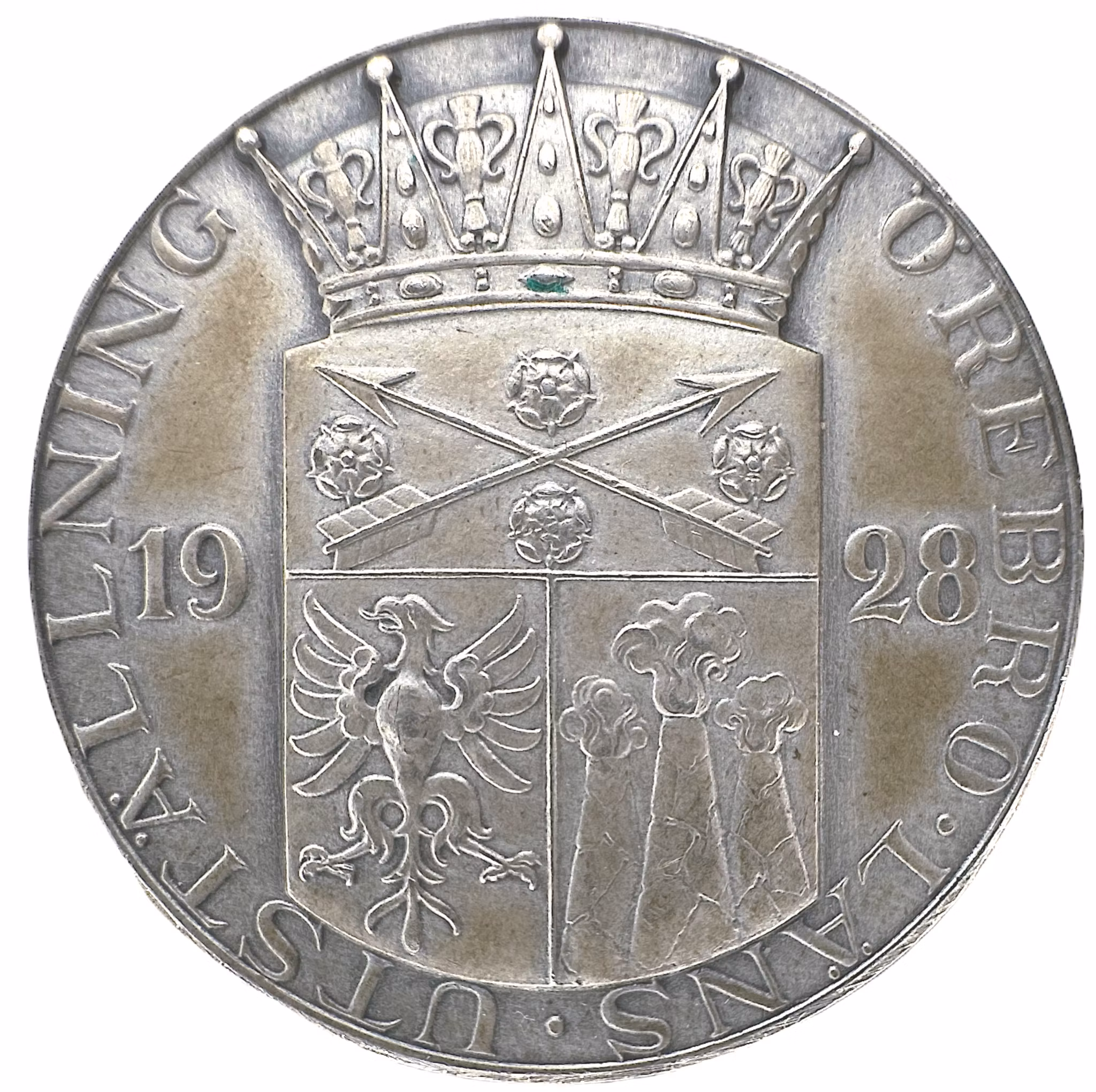 Gustav V - Örebro slott 1928 - Läcker silvermedalj